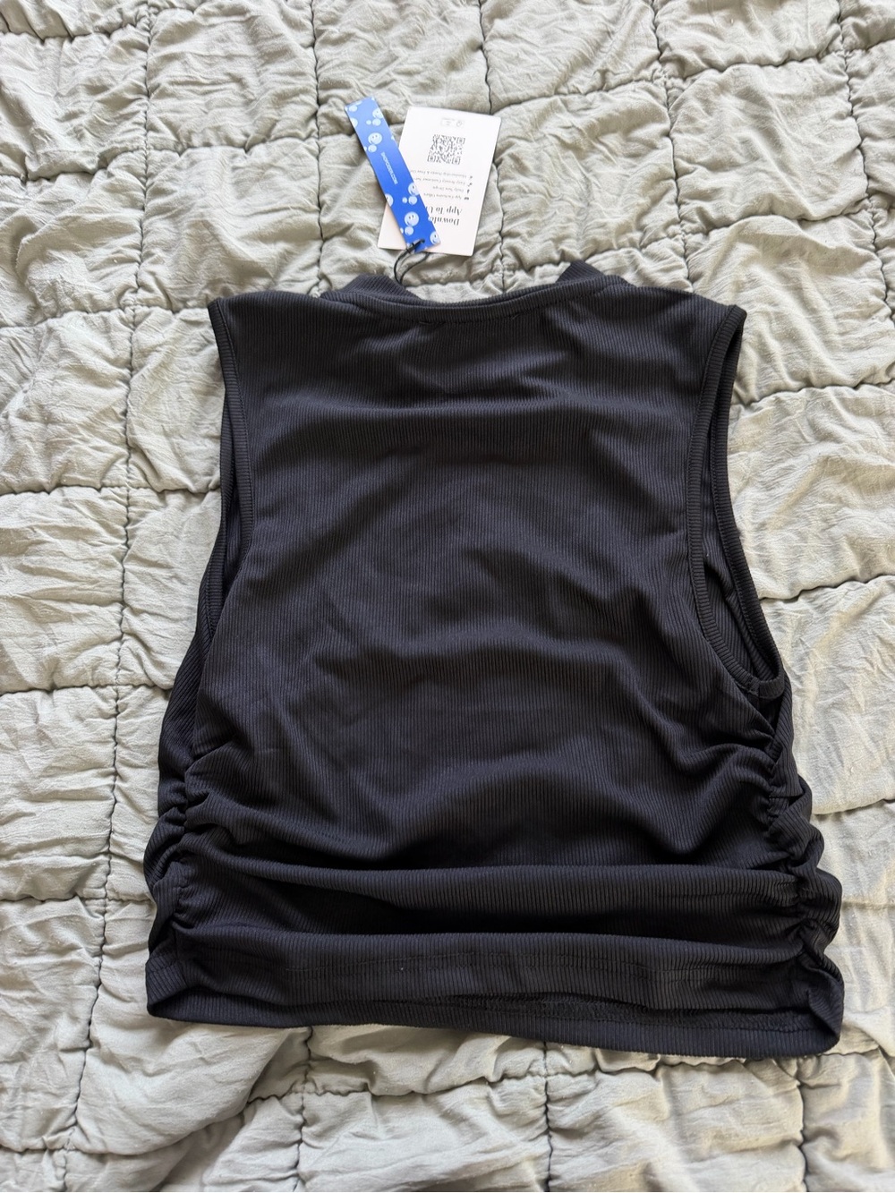 CIDER Black Ribbed High-Neck Tank - Picture 4 of 5